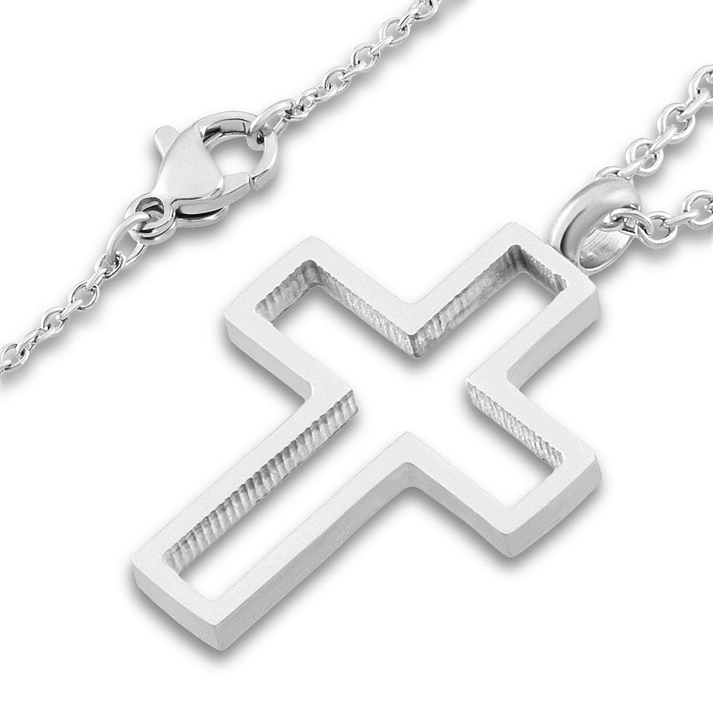 West Coast Jewelry West Coast Jewelry - Polished Open Cross Stainless Steel Pendant: Silver