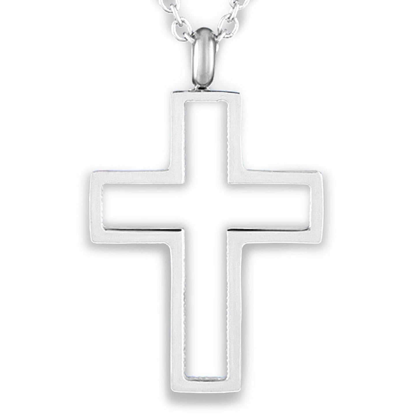 West Coast Jewelry West Coast Jewelry - Polished Open Cross Stainless Steel Pendant: Silver