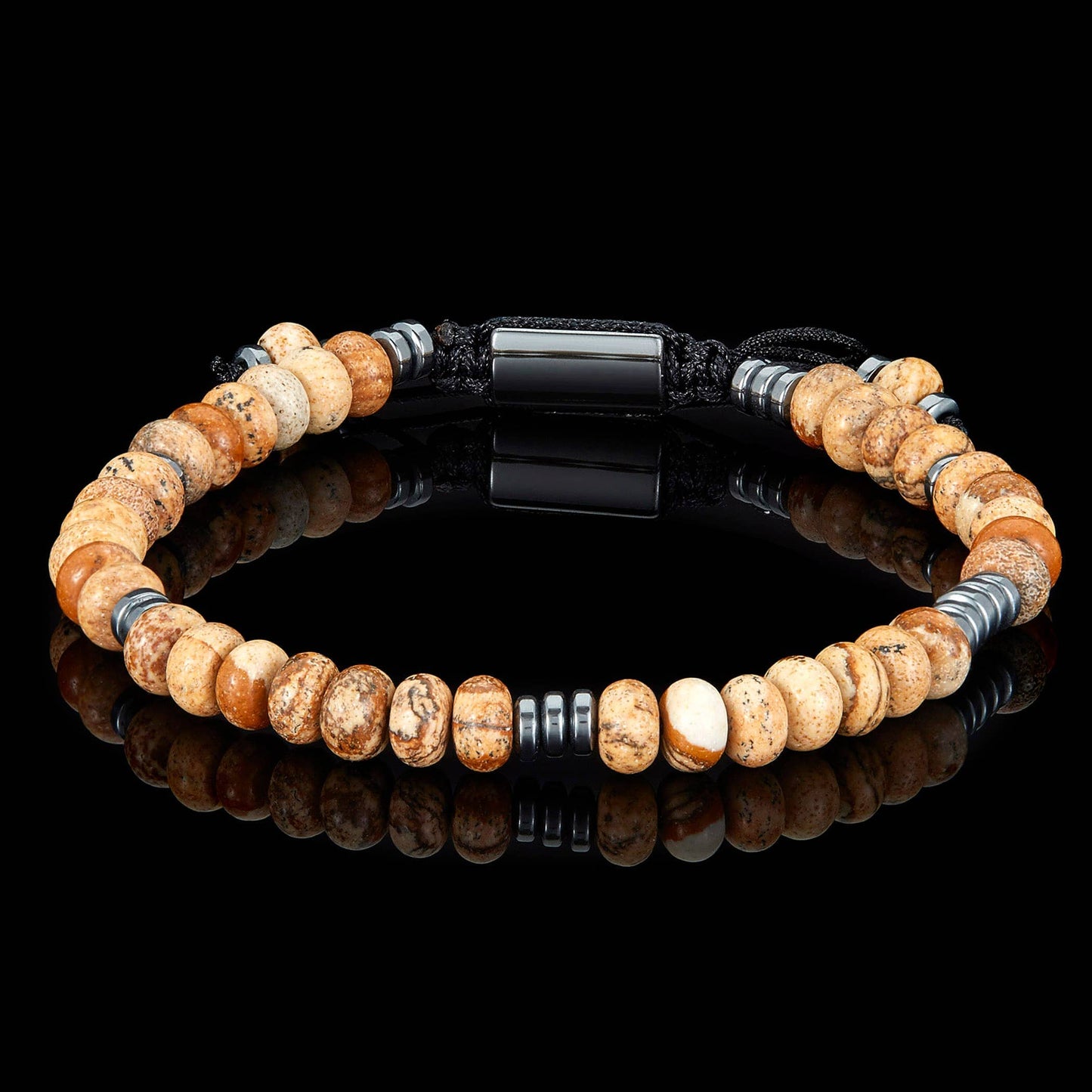 West Coast Jewelry West Coast Jewelry - Rondelle Picture Jasper Stone Bead Adjustable Bracelet