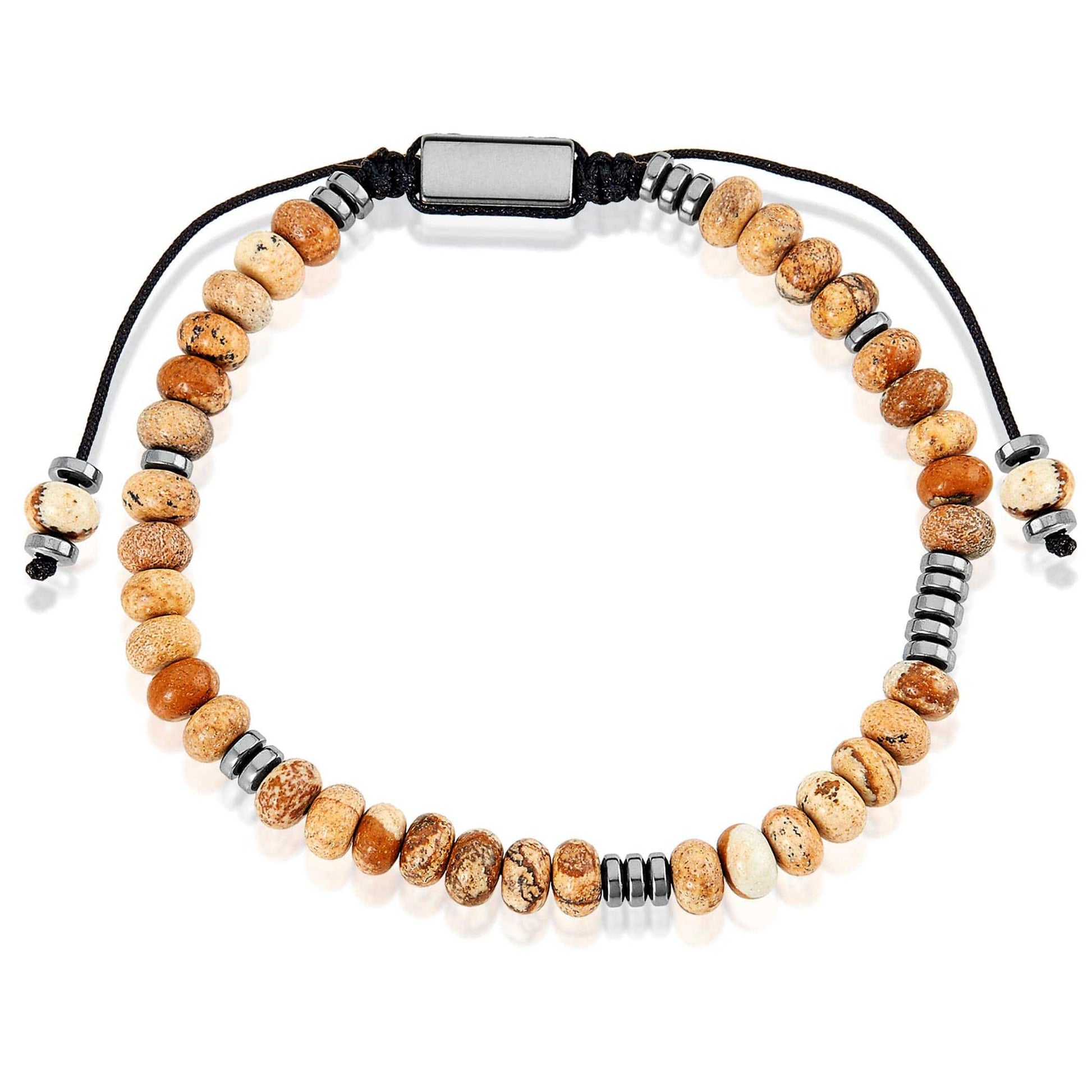 West Coast Jewelry West Coast Jewelry - Rondelle Picture Jasper Stone Bead Adjustable Bracelet