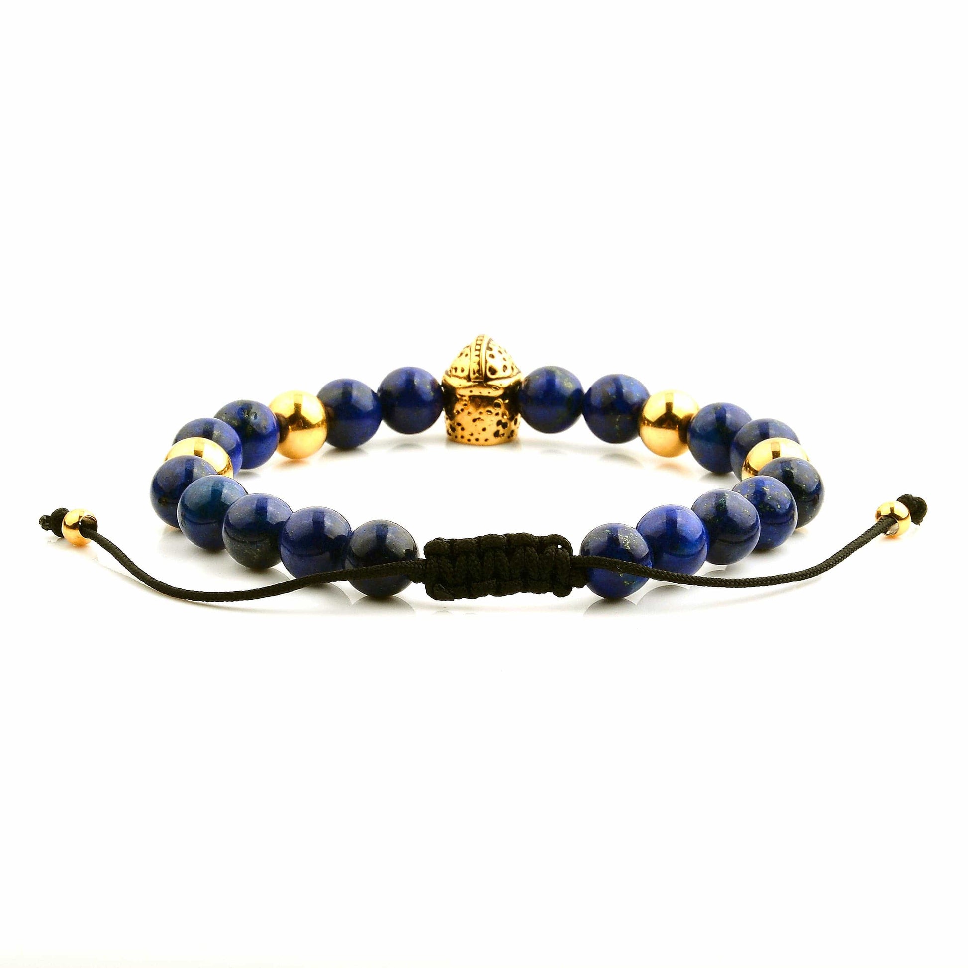 West Coast Jewelry West Coast Jewelry - Spartan Helmet Natural Stone Beaded Adjustable Bracelet: Red
