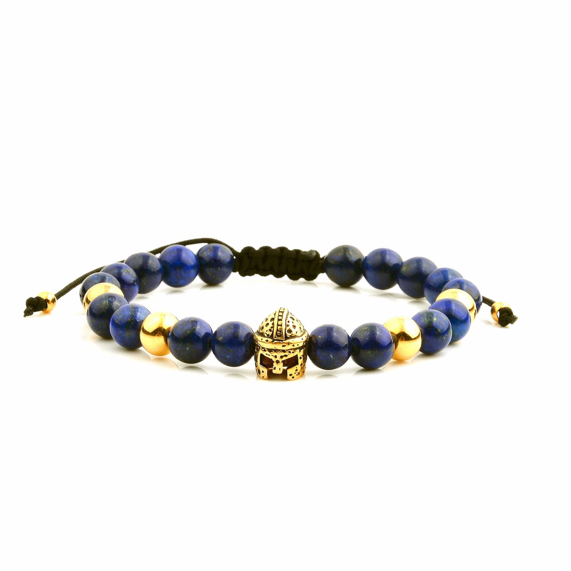 West Coast Jewelry West Coast Jewelry - Spartan Helmet Natural Stone Beaded Adjustable Bracelet: Red