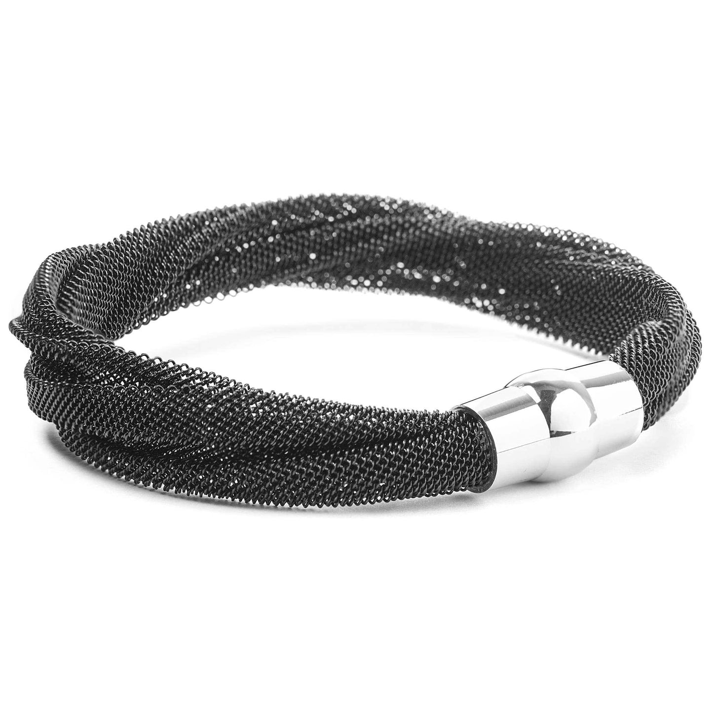 West Coast Jewelry West Coast Jewelry - Twisted Mesh Stainless Steel Bracelet: Black