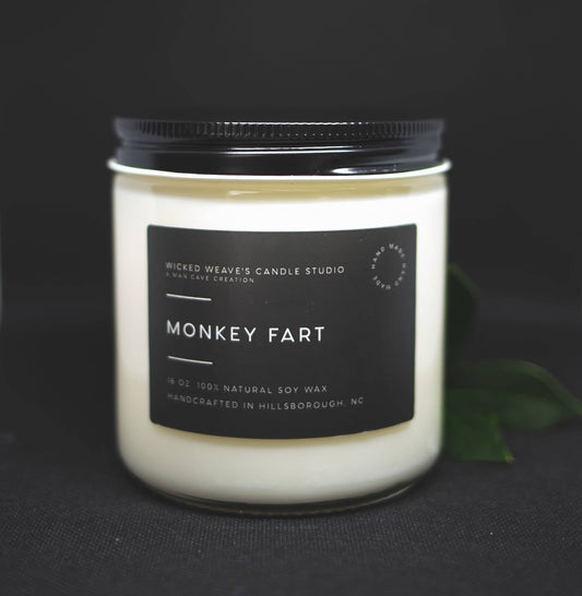 Wicked Weave’s Candle Studio Monkey Fart Soy Wax Candle (4 Size Options): 8 oz Jar Candle