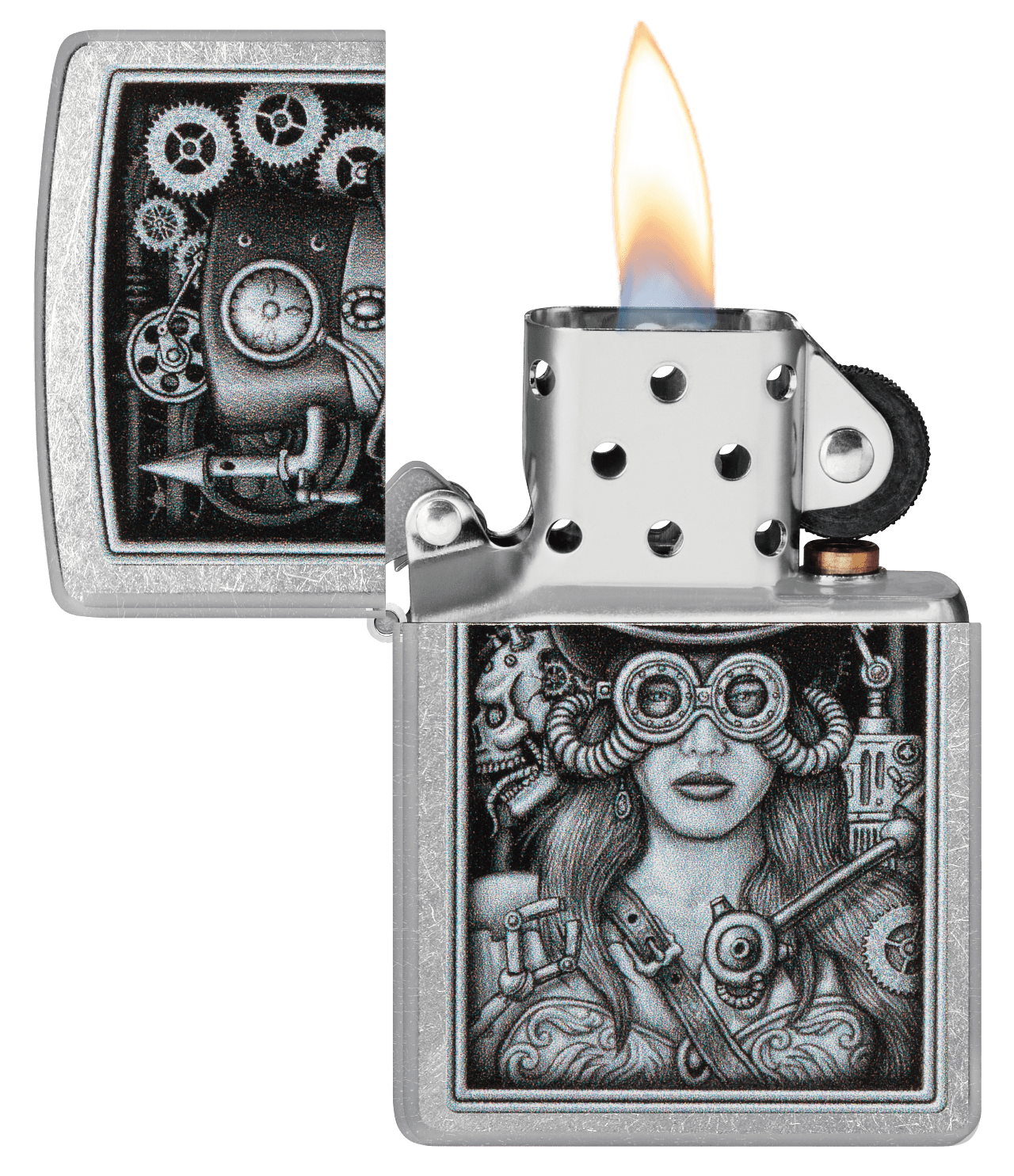 Zippo Benhalex - Zippo Steampunk Girl, Street Chrome Lighter #48387