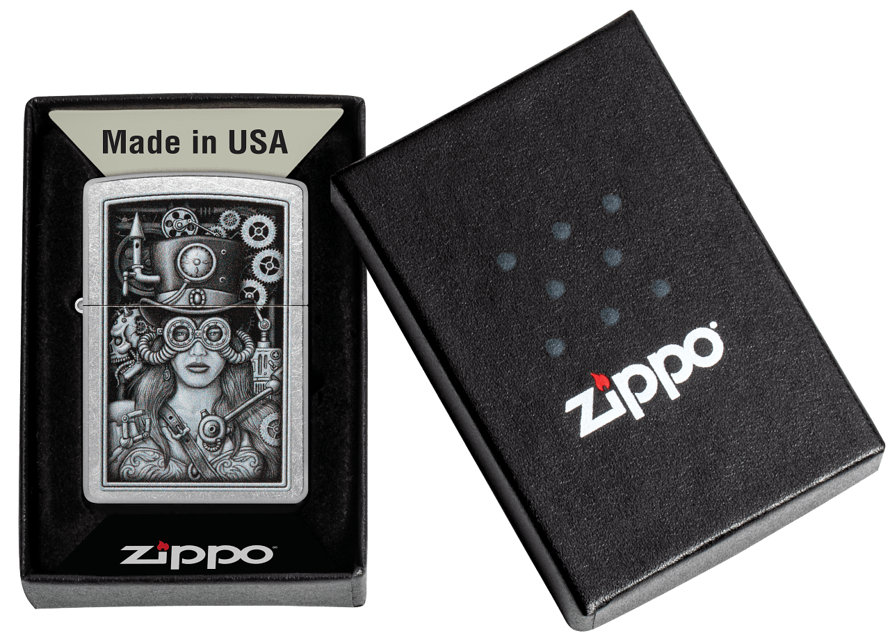 Zippo Benhalex - Zippo Steampunk Girl, Street Chrome Lighter #48387