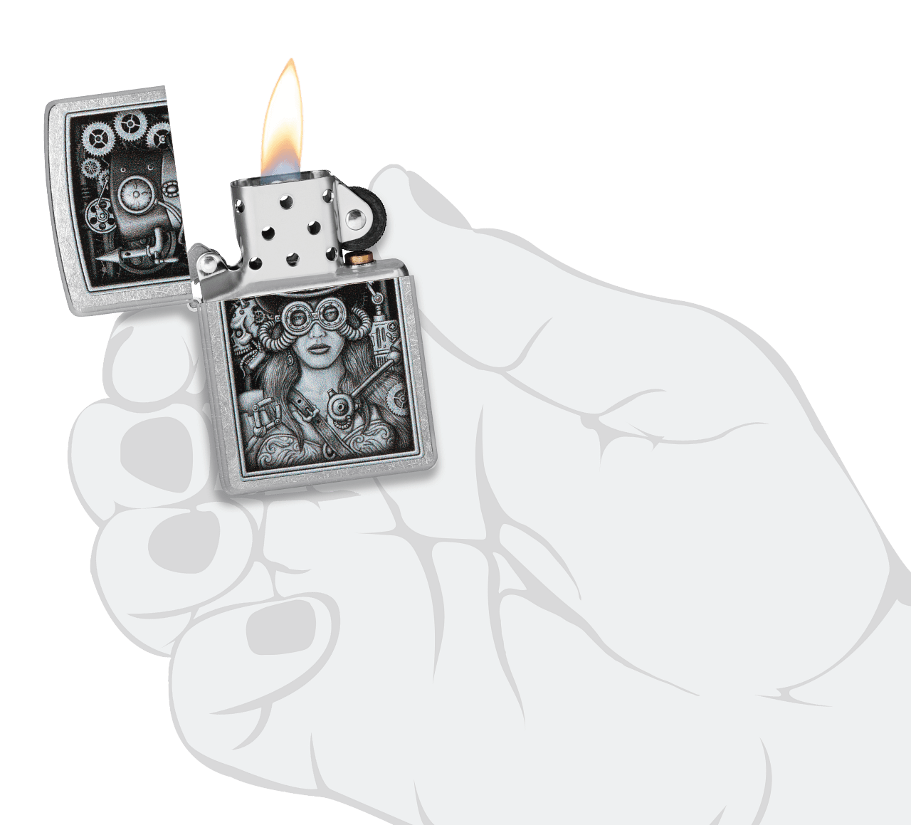 Zippo Benhalex - Zippo Steampunk Girl, Street Chrome Lighter #48387
