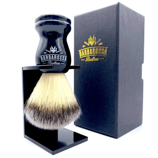 Barbarossa Brothers Shaving Brush Premium Synthetic Silvertip Shaving Brush in Black