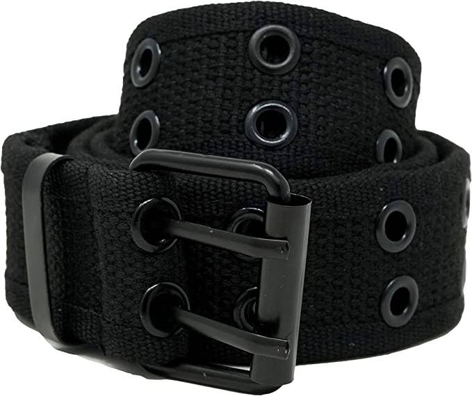 Funky Junque Belts Large (Pant Size 35"-37") Black - Double Prong Canvas Belt
