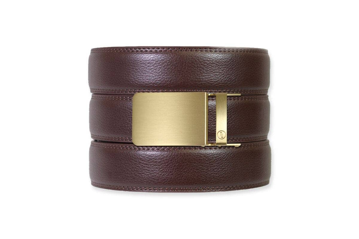 Tough Apparel - Espresso Leather Rachet Belt & Buckle Set: Iron