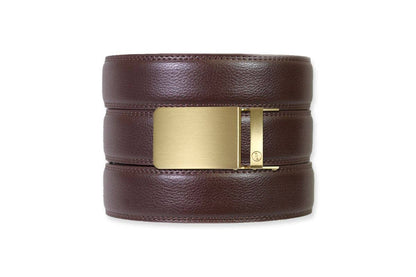 Tough Apparel - Espresso Leather Rachet Belt & Buckle Set: Iron
