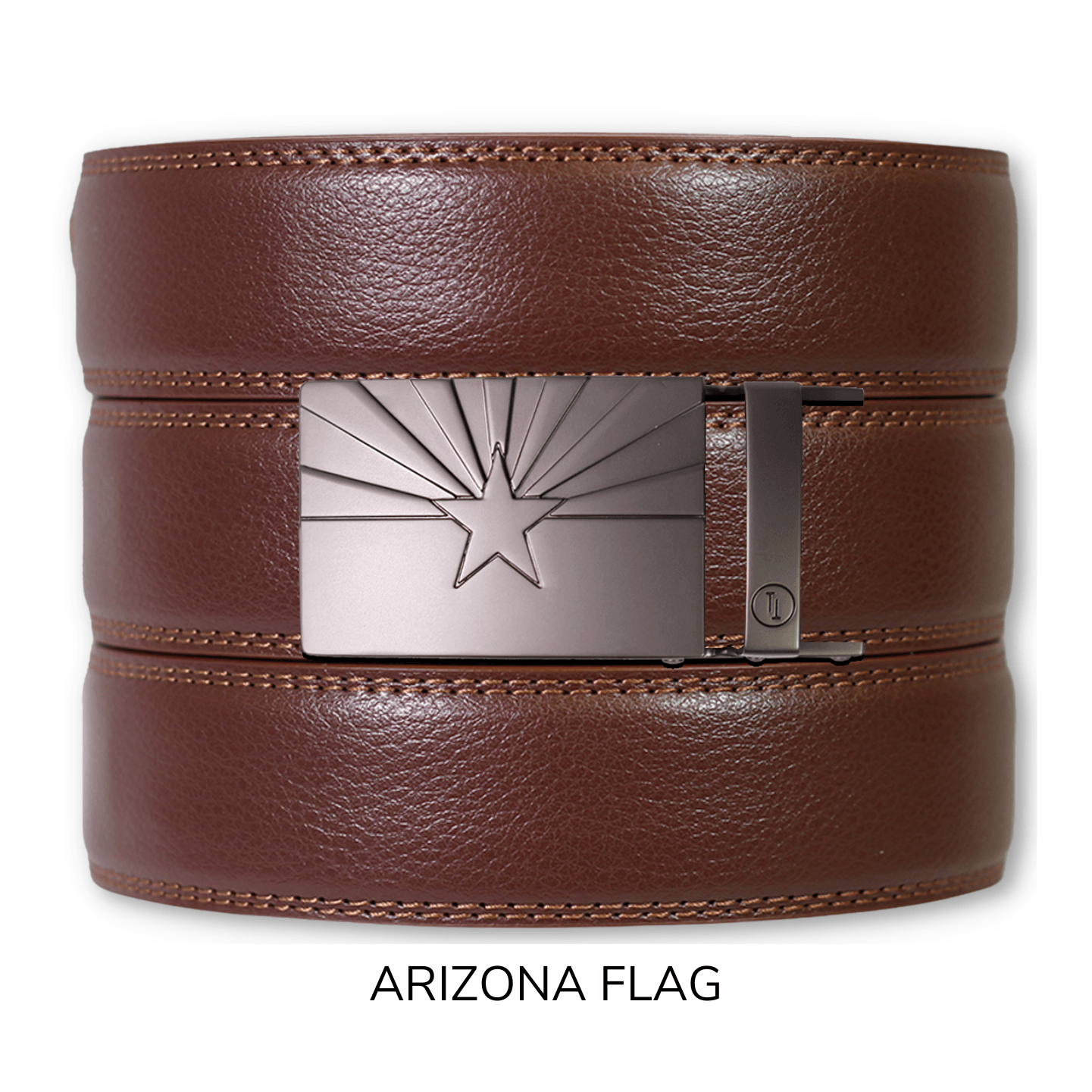 Tough Apparel - Chestnut Leather Ratchet Belt & Buckle Set: Traditional Bronze