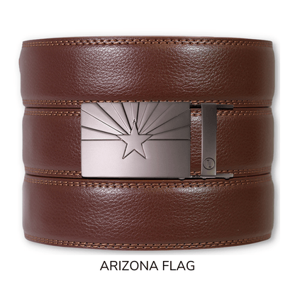 Tough Apparel - Chestnut Leather Ratchet Belt & Buckle Set: Traditional Bronze