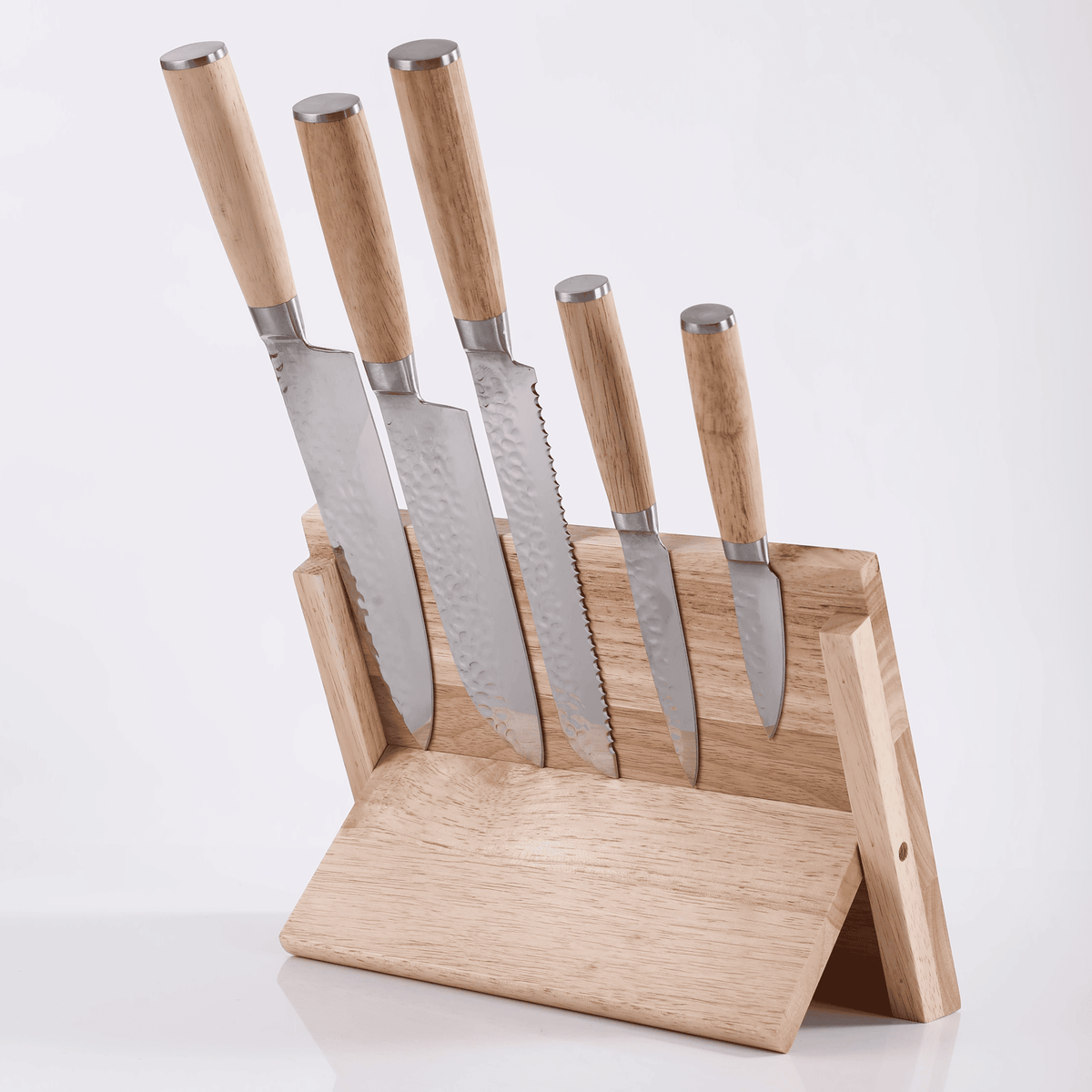 MakerFlo - Kitchen Knife Set with Magnetic Block Stand: Case of 5