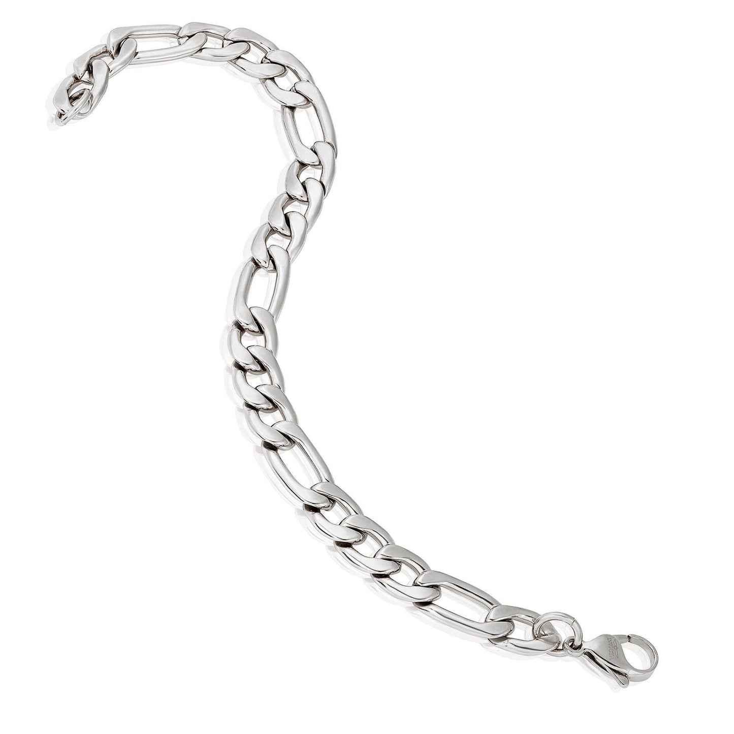 West Coast Jewelry - Invicta Jewelry Figaro Chain Steel Bracelet (9.3mm) - 8.75": Silver