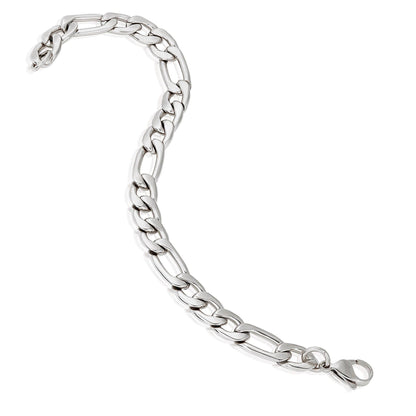 West Coast Jewelry - Invicta Jewelry Figaro Chain Steel Bracelet (9.3mm) - 8.75": Silver