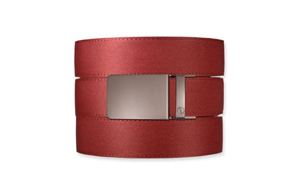 Tough Apparel - Brick Red Canvas+ Ratchet Belt & Buckle Set: American Flag - Gun Metal