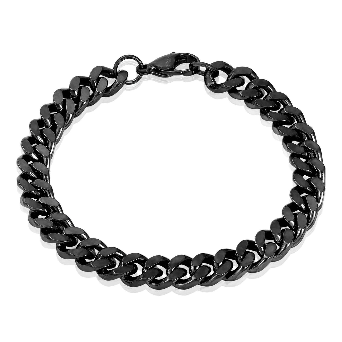 West Coast Jewelry - Invicta Jewelry Curb Chain Steel Bracelet (8.5mm) - 8.5": Silver