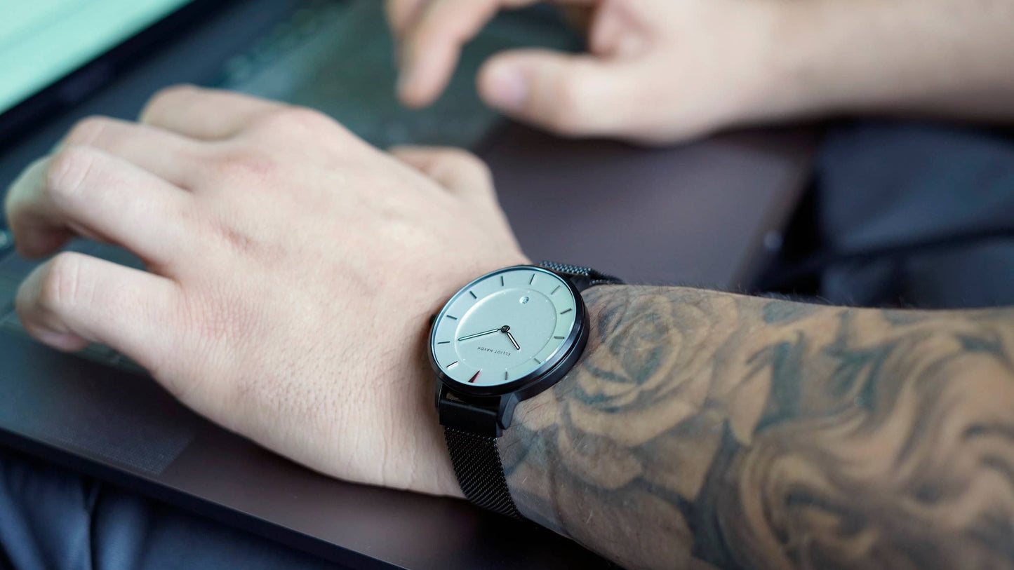 Elliot Havok Elliot Havok - Piano Black Minimalist Mesh - 38mm