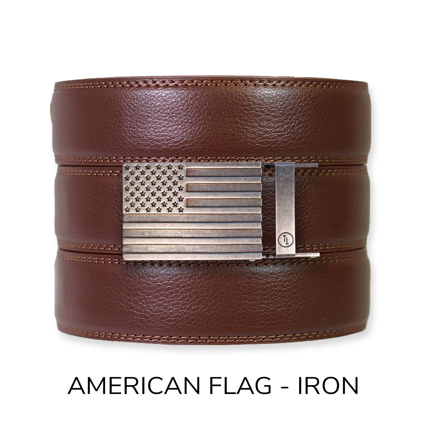 Tough Apparel - Chestnut Leather Ratchet Belt & Buckle Set: Traditional Bronze