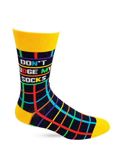 Don't Judge My Socks Men's Novelty Crew Socks