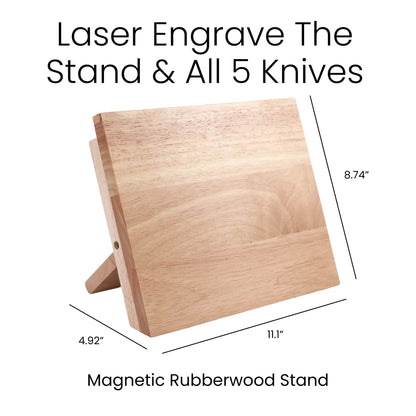 MakerFlo - Kitchen Knife Set with Magnetic Block Stand: Case of 5