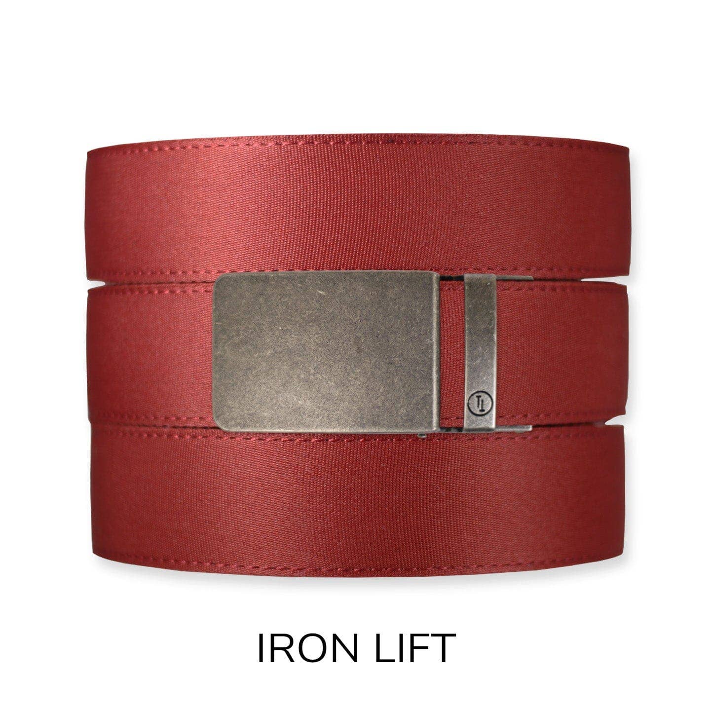 Tough Apparel - Brick Red Canvas+ Ratchet Belt & Buckle Set: Brushed Gold