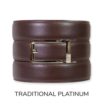 Tough Apparel - Espresso Leather Rachet Belt & Buckle Set: Iron