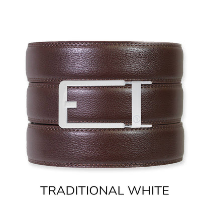 Tough Apparel - Espresso Leather Rachet Belt & Buckle Set: Iron