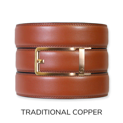 Tough Apparel Tough Apparel - Chili Brown Leather Ratchet Belt & Buckle Set: Copper