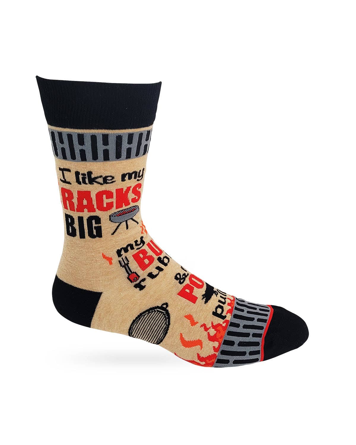 I Like My Racks Big - Men's BBQ Barbecue Novelty Crew Socks