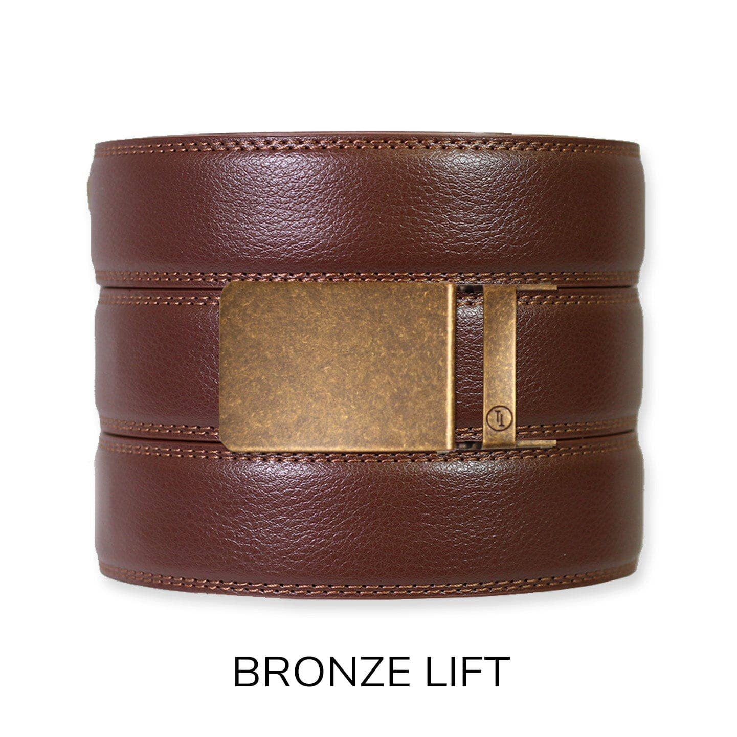 Tough Apparel - Chestnut Leather Ratchet Belt & Buckle Set: Traditional Bronze