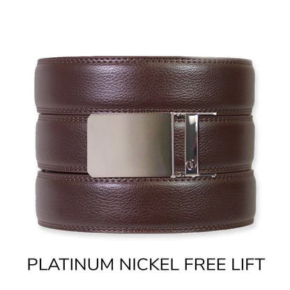 Tough Apparel - Espresso Leather Rachet Belt & Buckle Set: Iron