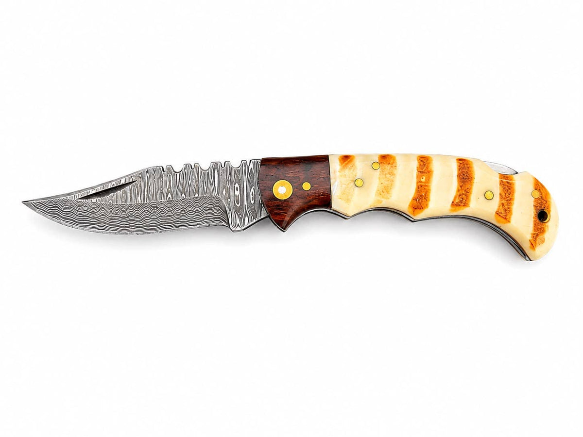 Titan International - Ivory Ridge Damascus Folding Knife TKT-36
