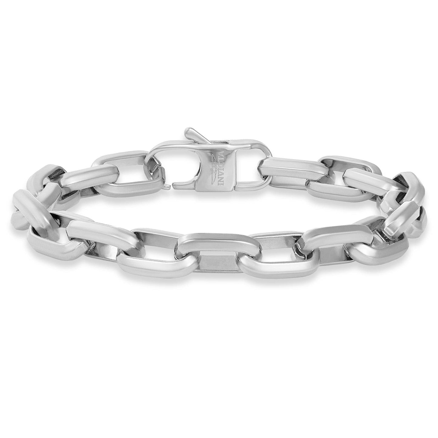 West Coast Jewelry - Invicta Jewelry Large Oval Link Chain Bracelet (10mm) - 9": Silver