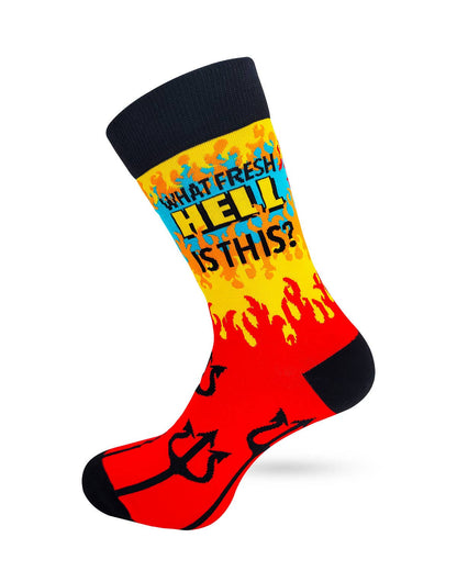 Fabdaz Fabdaz - What Fresh Hell Is This? Men's Novelty Crew Socks