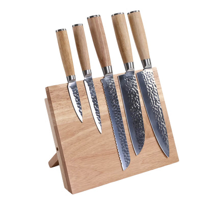 MakerFlo - Kitchen Knife Set with Magnetic Block Stand: Case of 5