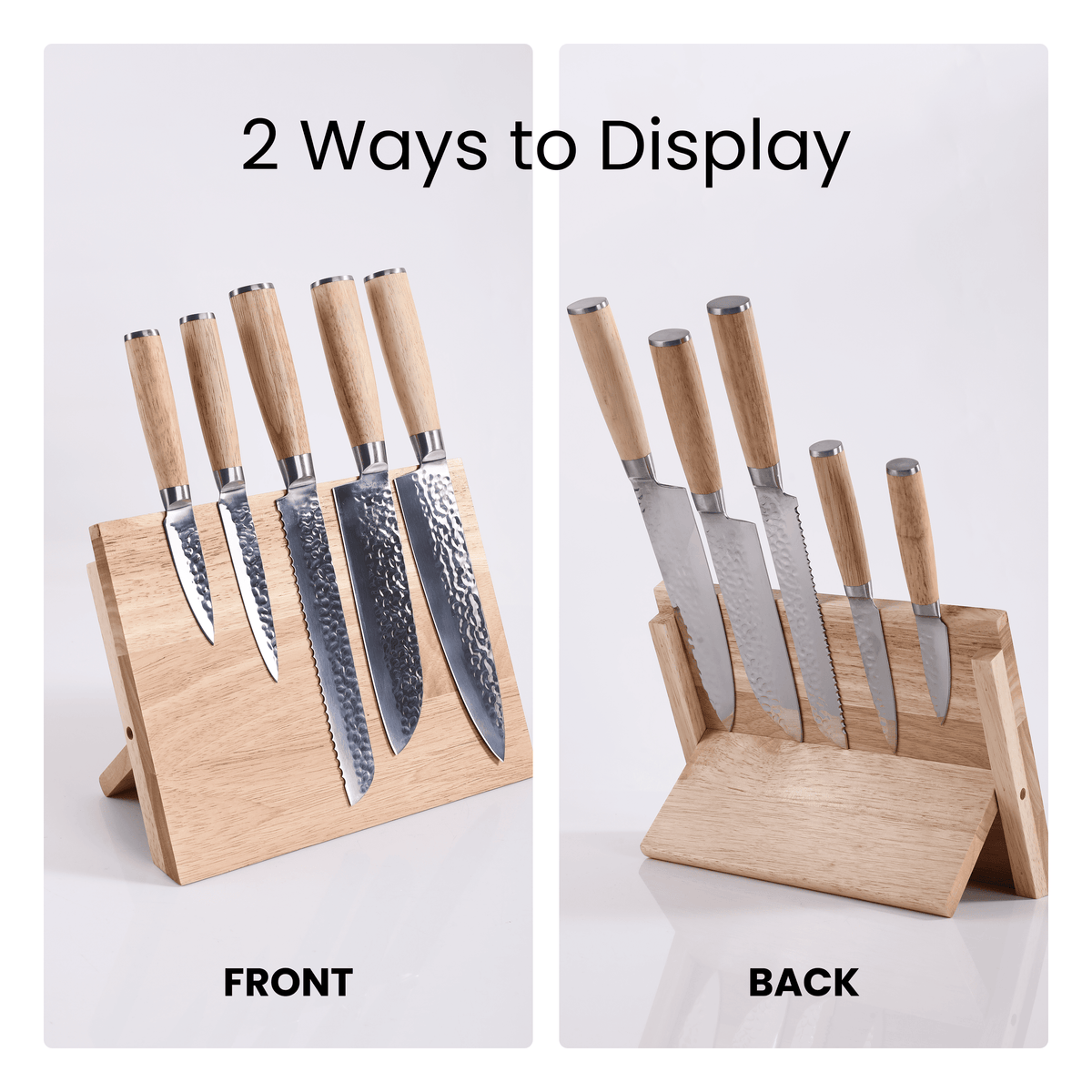 MakerFlo - Kitchen Knife Set with Magnetic Block Stand: Case of 5