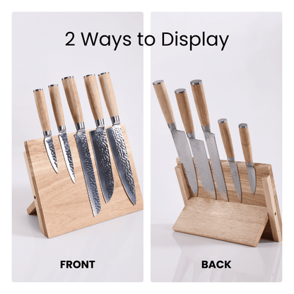 MakerFlo - Kitchen Knife Set with Magnetic Block Stand: Case of 5