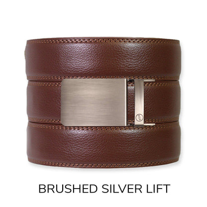 Tough Apparel - Chestnut Leather Ratchet Belt & Buckle Set: Traditional Bronze