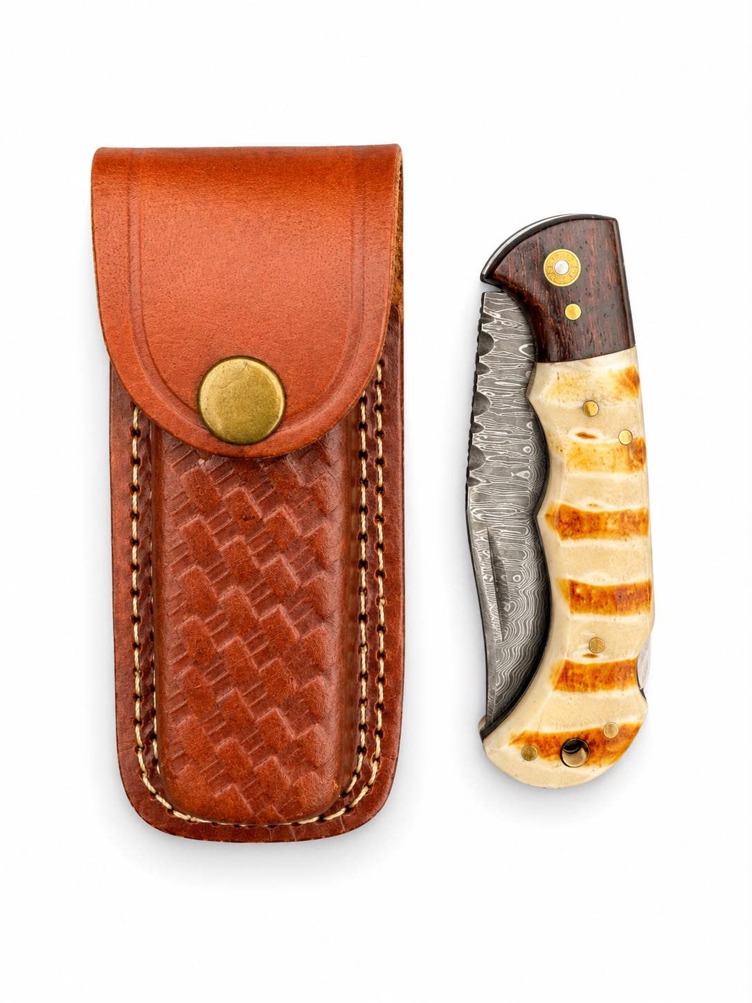 Titan International - Ivory Ridge Damascus Folding Knife TKT-36