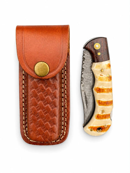 Titan International - Ivory Ridge Damascus Folding Knife TKT-36
