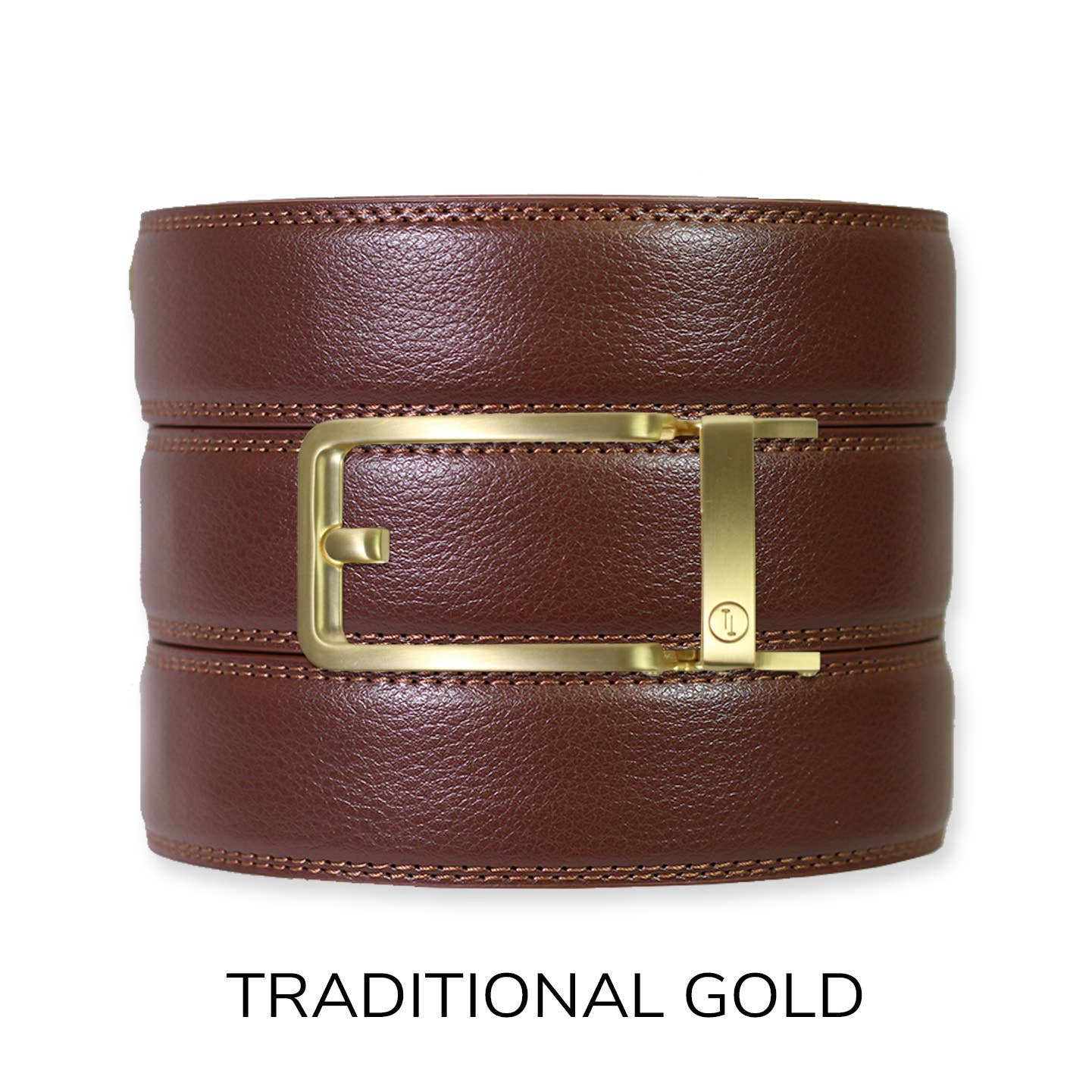Tough Apparel - Chestnut Leather Ratchet Belt & Buckle Set: Traditional Bronze