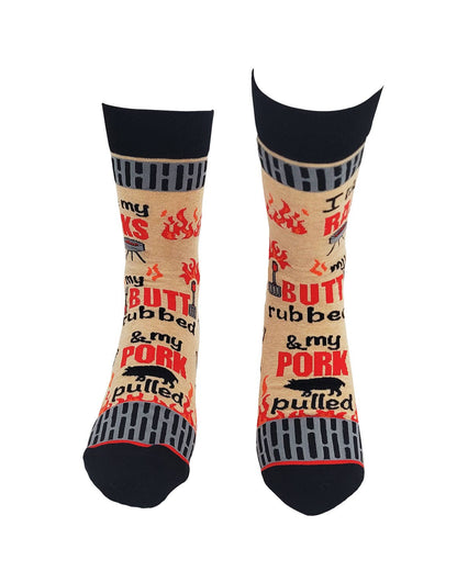 I Like My Racks Big - Men's BBQ Barbecue Novelty Crew Socks