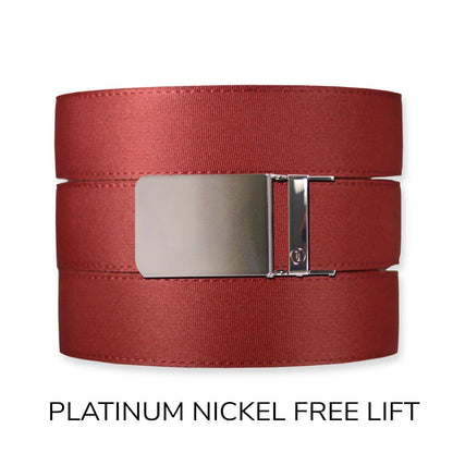 Tough Apparel - Brick Red Canvas+ Ratchet Belt & Buckle Set: American Flag - Gun Metal