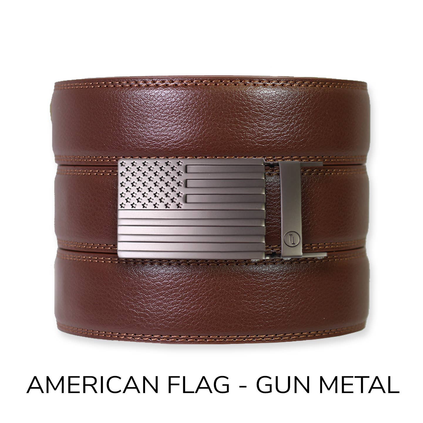 Tough Apparel - Chestnut Leather Ratchet Belt & Buckle Set: Traditional Bronze