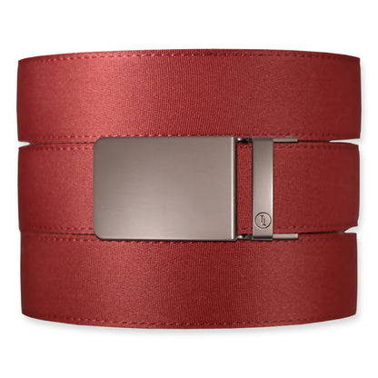 Tough Apparel - Brick Red Canvas+ Ratchet Belt & Buckle Set: American Flag - Gun Metal