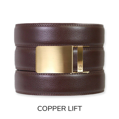 Tough Apparel - Espresso Leather Rachet Belt & Buckle Set: Iron