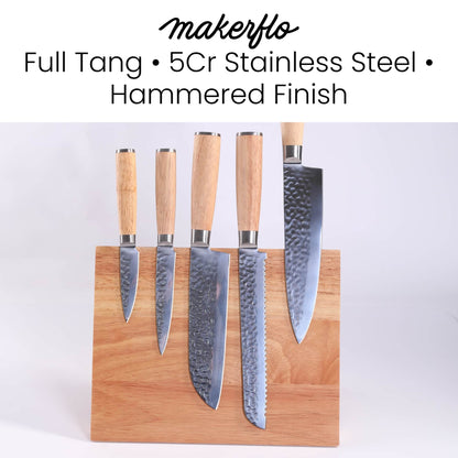 MakerFlo - Kitchen Knife Set with Magnetic Block Stand: Case of 5