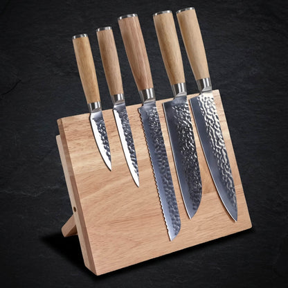 MakerFlo - Kitchen Knife Set with Magnetic Block Stand: Case of 5